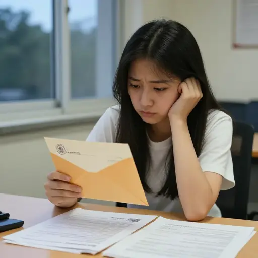 经过数月的等待，她终于收到了梦寐以求的大学发来的那封令人畏惧的拒信。