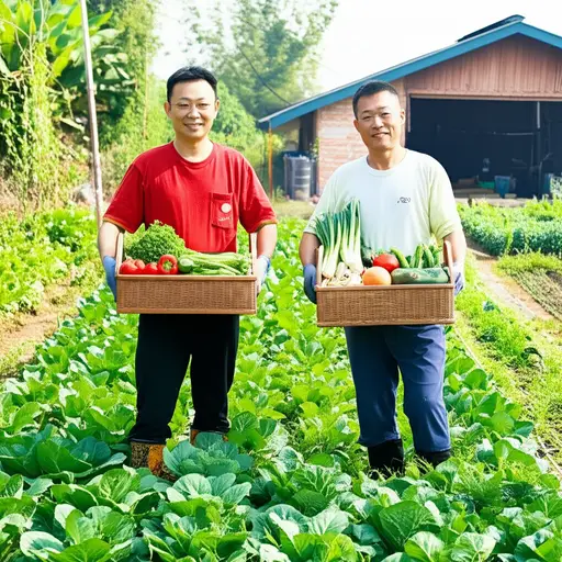 我的叔叔们住在乡下，他们经常给我们带新鲜蔬菜。