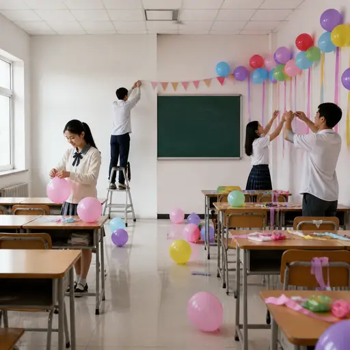 我们把教室变成了聚会场地。