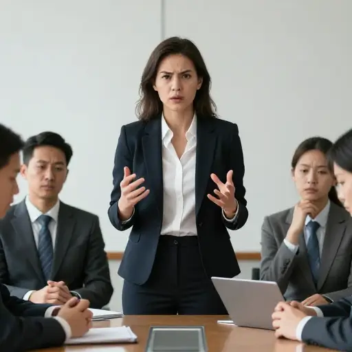 她在会议期间表现出的攻击性态度令人担忧。