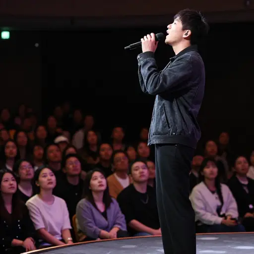 当歌手准备唱高音时，观众们都屏住了呼吸。