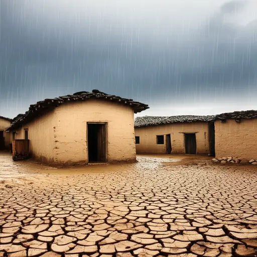 这个偏远的小村庄依靠少量降雨艰难地维持着生存。