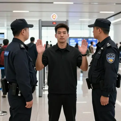 他被迫接受全身搜查。