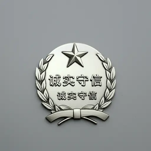 学校的校徽上刻着校训“诚实守信”。