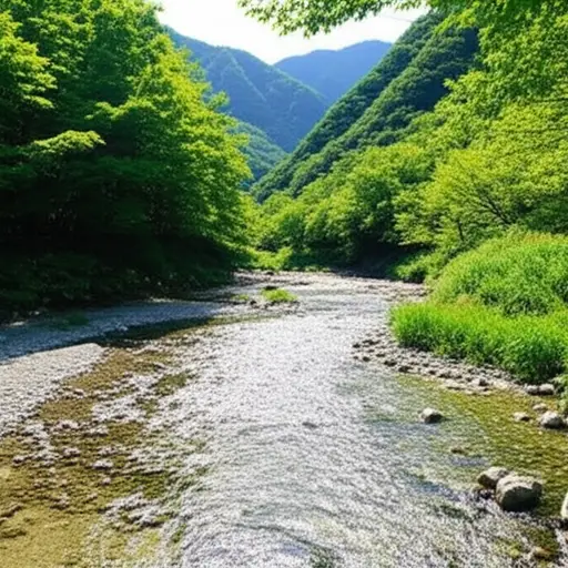 山谷里有一条清澈的小溪流过。