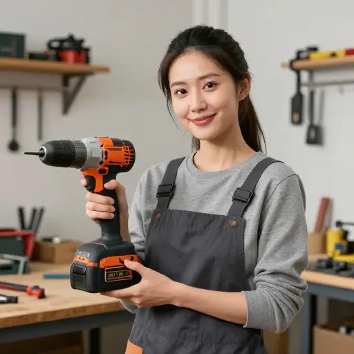 她为她的工作室买了一套新的电动工具。