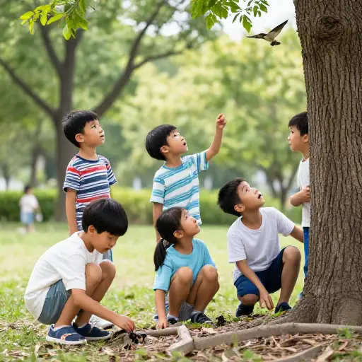 孩子们常常对周围环境表现出天生的好奇心。