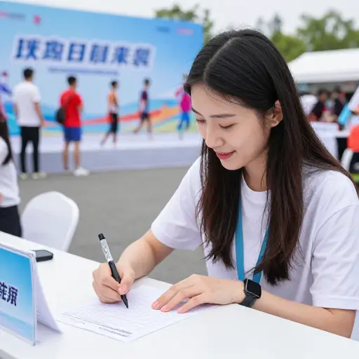 她被登记为慈善跑步活动的志愿者。