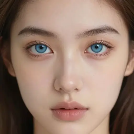 她有一双漂亮的蓝色眼睛。