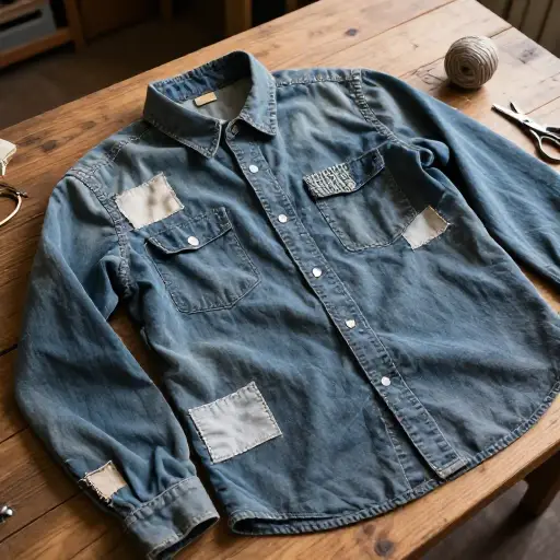 破旧的衣服被仔细地修补了。