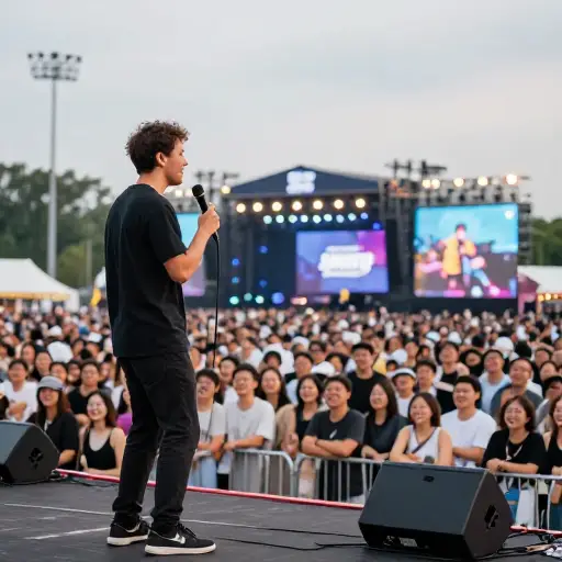 音乐节请了一位喜剧演员来娱乐观众。