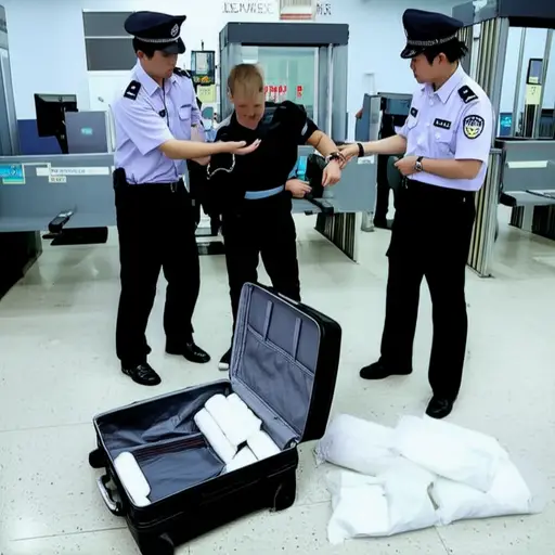 他因试图走私毒品过海关而被逮捕。