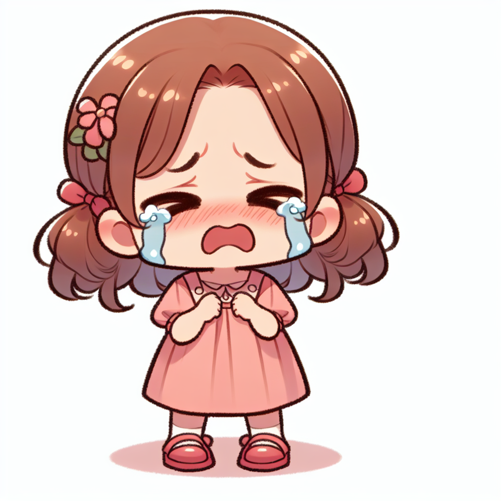 小女孩带着悲伤的表情哭泣。