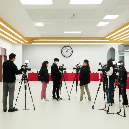记者们提前一小时到达新闻发布会现场。
