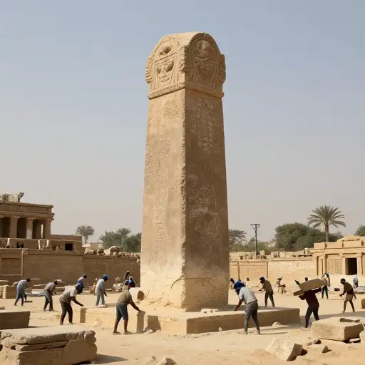 这座古代纪念碑的建造耗费了大量的人力劳动。