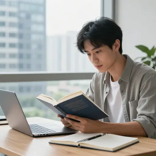 他正在学习市场营销以提高商业技能。