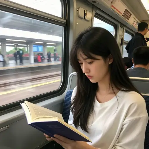 她完全专注于她的书，以至于错过了火车上的站点。
