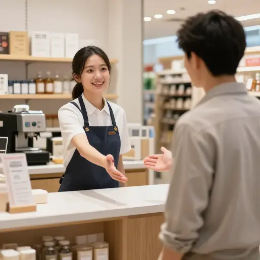 当顾客靠近时，请协助ta进行咨询。