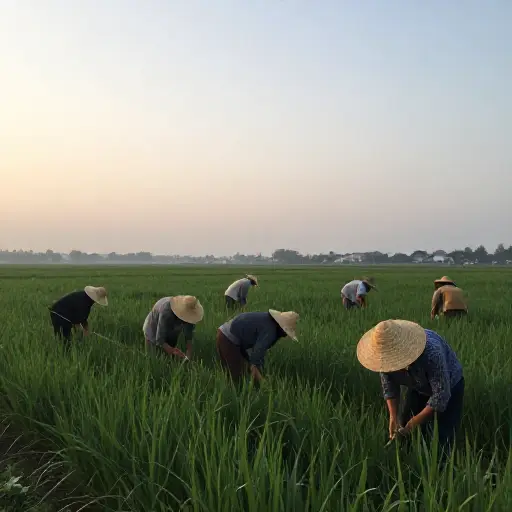 农民们常常在破晓时分就开始工作。