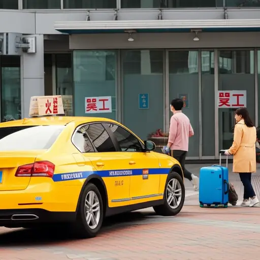 由于火车罢工，我们不得不改乘出租车去机场。
