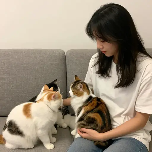 作为一个爱猫者，她养了三只猫。