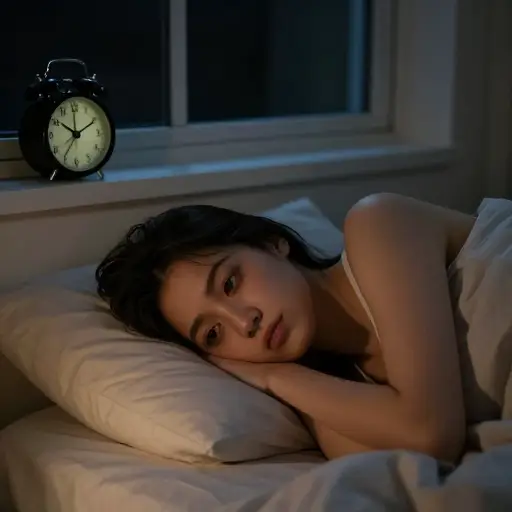 她昨晚睡得很少。