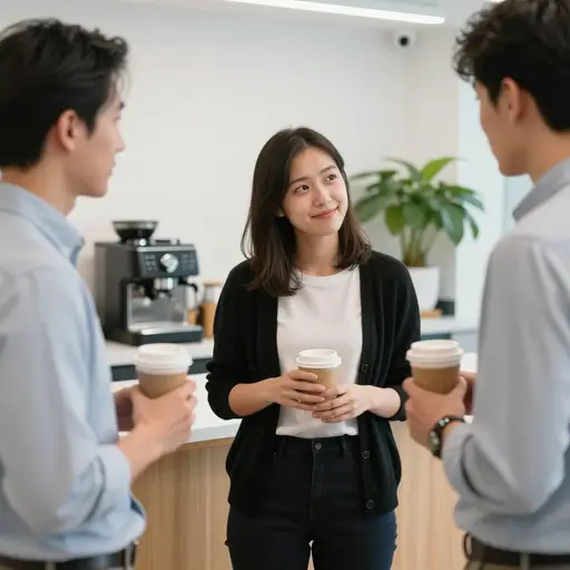同事们问起升职的事时，她一反常态地缄默不语。