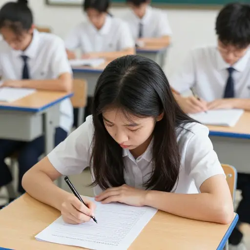 在测试中，她是班里的最后一名。