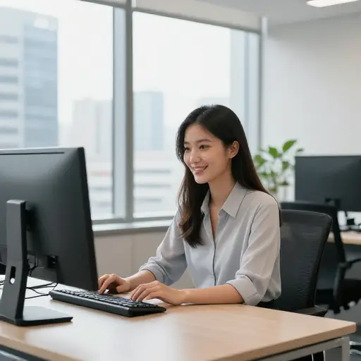 自从她开始新工作以来，她的态度有了明显的改善。