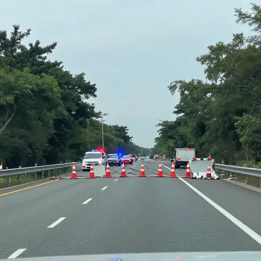 前方的路似乎因为事故被封了。