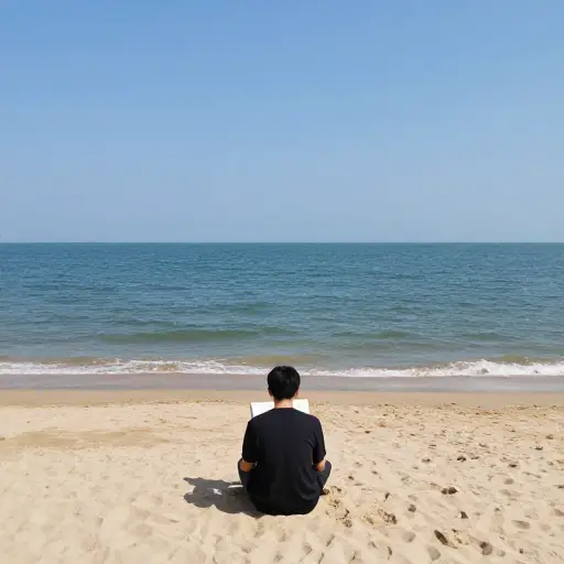你可以在户外读书，周围除了大海什么也没有。