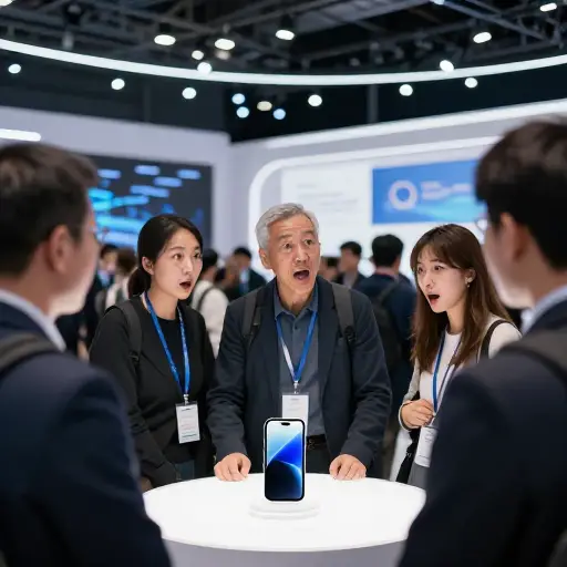 这款新智能手机凭借其突破性的功能在科技大会上引起了轰动。