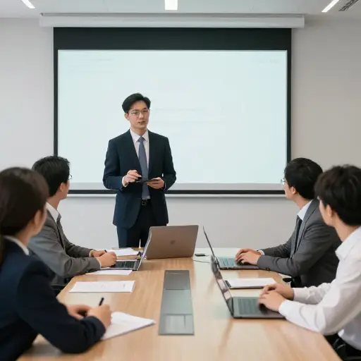 在会议中，新经理显得果断且知识渊博。