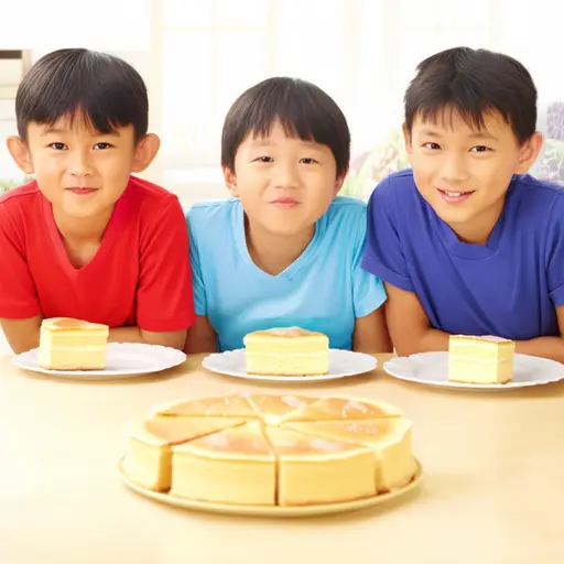 我们把蛋糕分给了三个孩子。