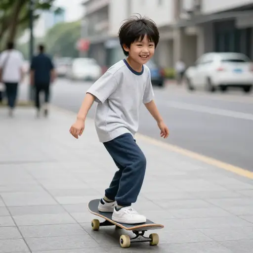 我哥哥非常喜欢滑板。