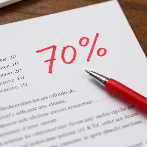 这次考试的及格分数定为70%。