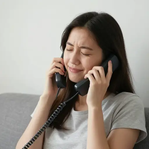 她通过挂断电话成功摆脱了那个纠缠不休的电话推销员。