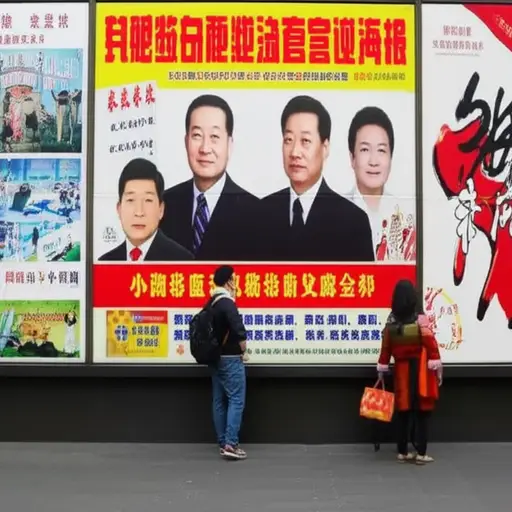 这些海报充满了政治宣传，试图影响人们的看法。