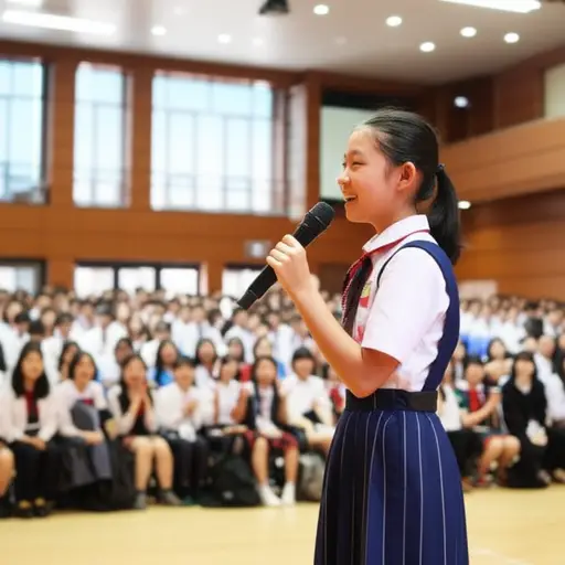 她参加了学校的歌唱比赛。