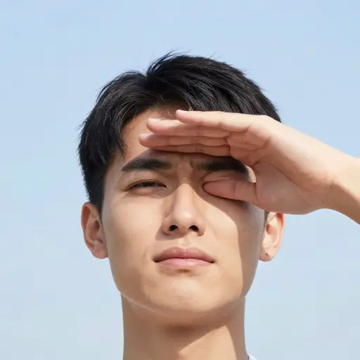 太阳发出耀眼的白色光芒，让我暂时失明。