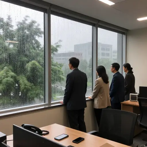 台风期间没有人离开大楼，也没有人试图联系外界。
