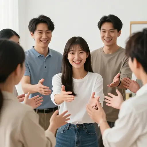 大家都祝贺她的成功。