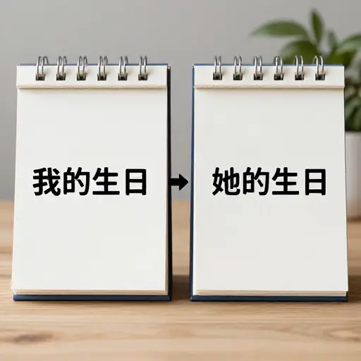 碰巧，她的生日在我的生日之后一天。