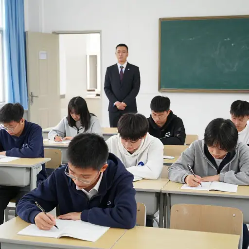 考试期间，检查员进入教室以确保一切正常。