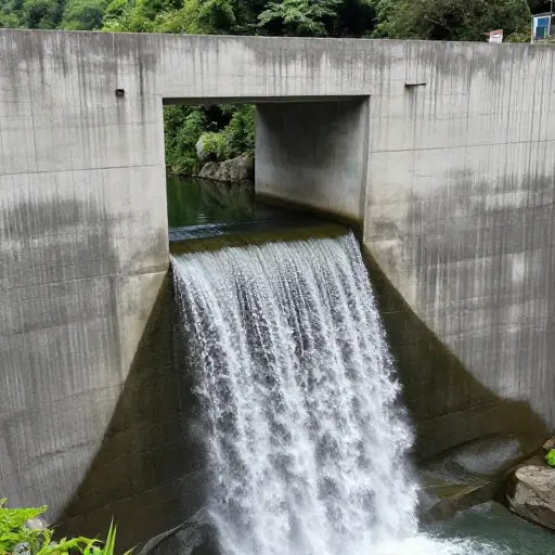 水被允许通过大坝上的一个开口流出。
