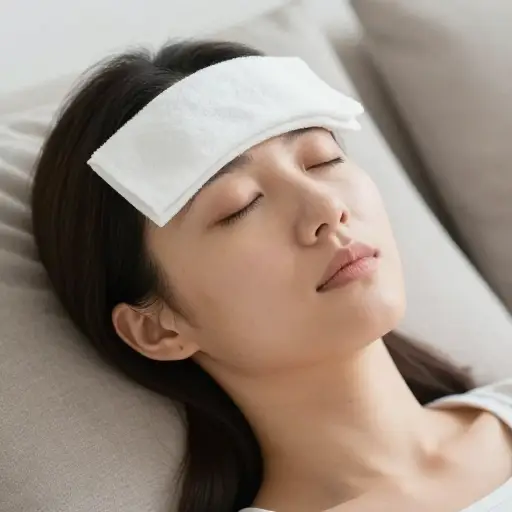 冷敷立即缓解了她抽痛的头。
