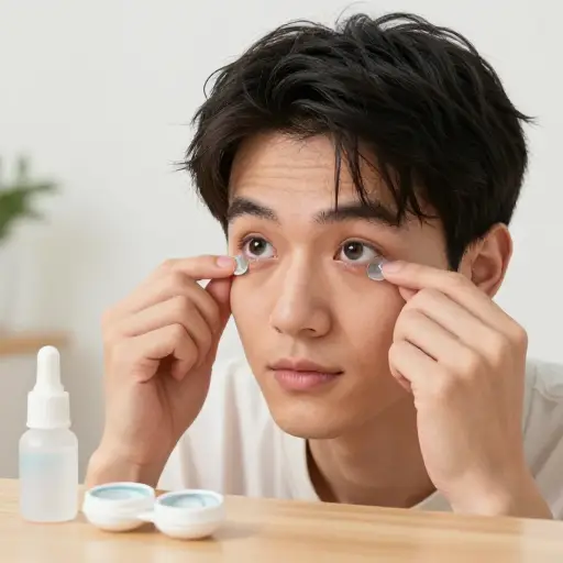 我每天戴隐形眼镜来矫正视力。