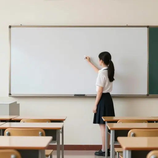 下课后他把白板擦干净了。