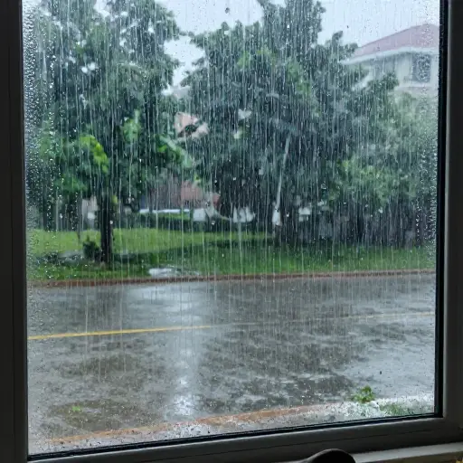 外面下大雨呢。