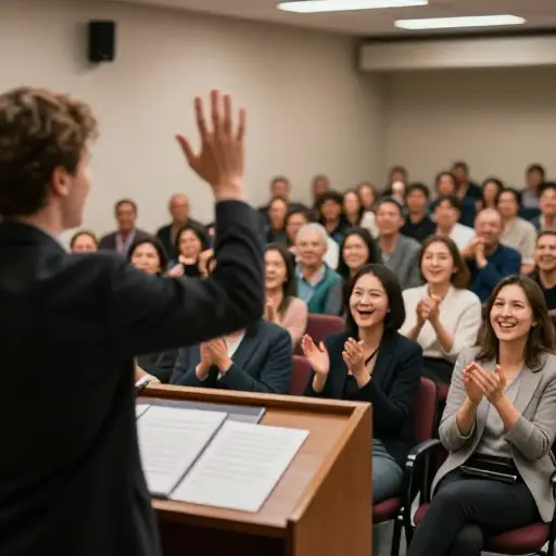 演讲者充满激情的话语激起了观众极大的热情。